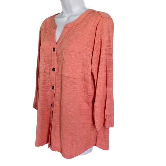 Emily Daniels Button Up Top 3/4 Sleeve Women's Medium - Picture 4 of 7